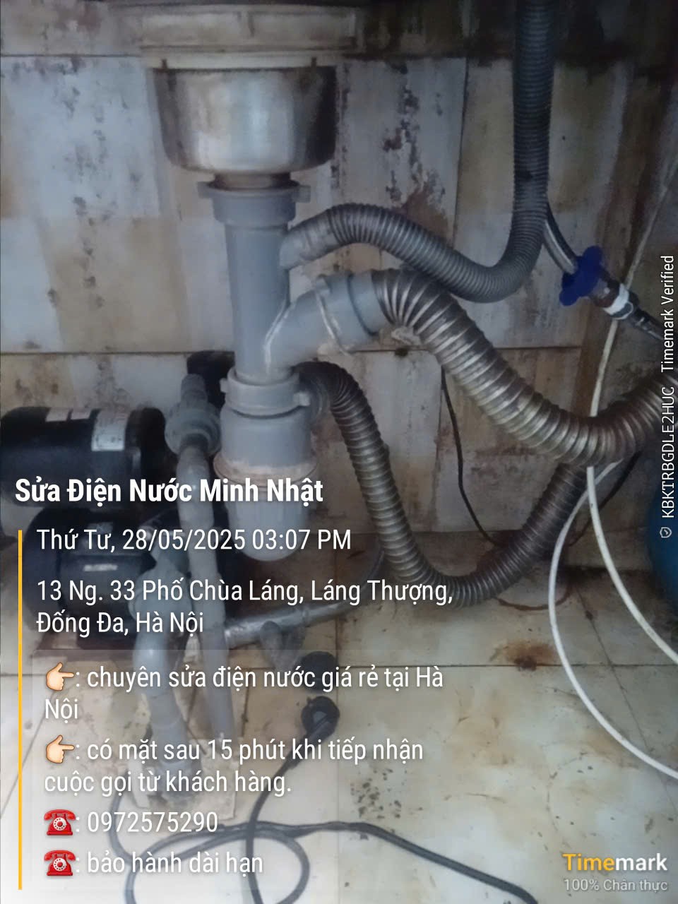 Sửa chậu rửa bát bị rò rỉ nước tại chùa láng