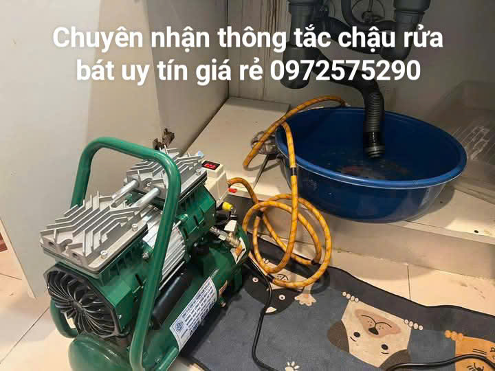 Dịch vụ thông tắc chậu rửa bát bằng máy hơi