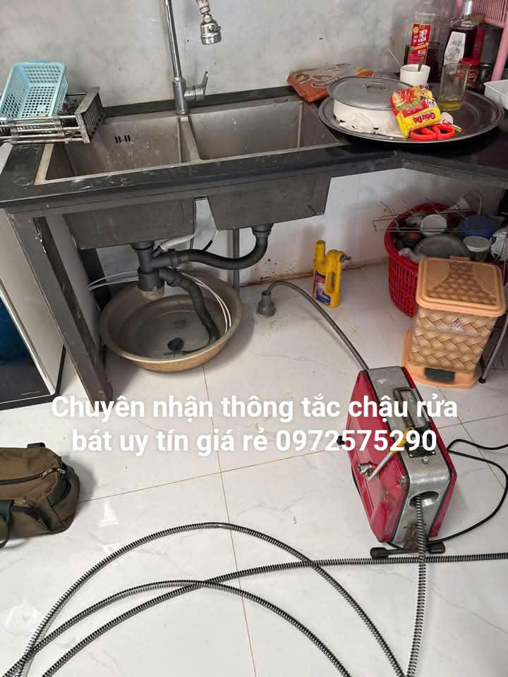 Thông chậu rửa bát bằng máy lò xo tại quận Hoàn Kiếm